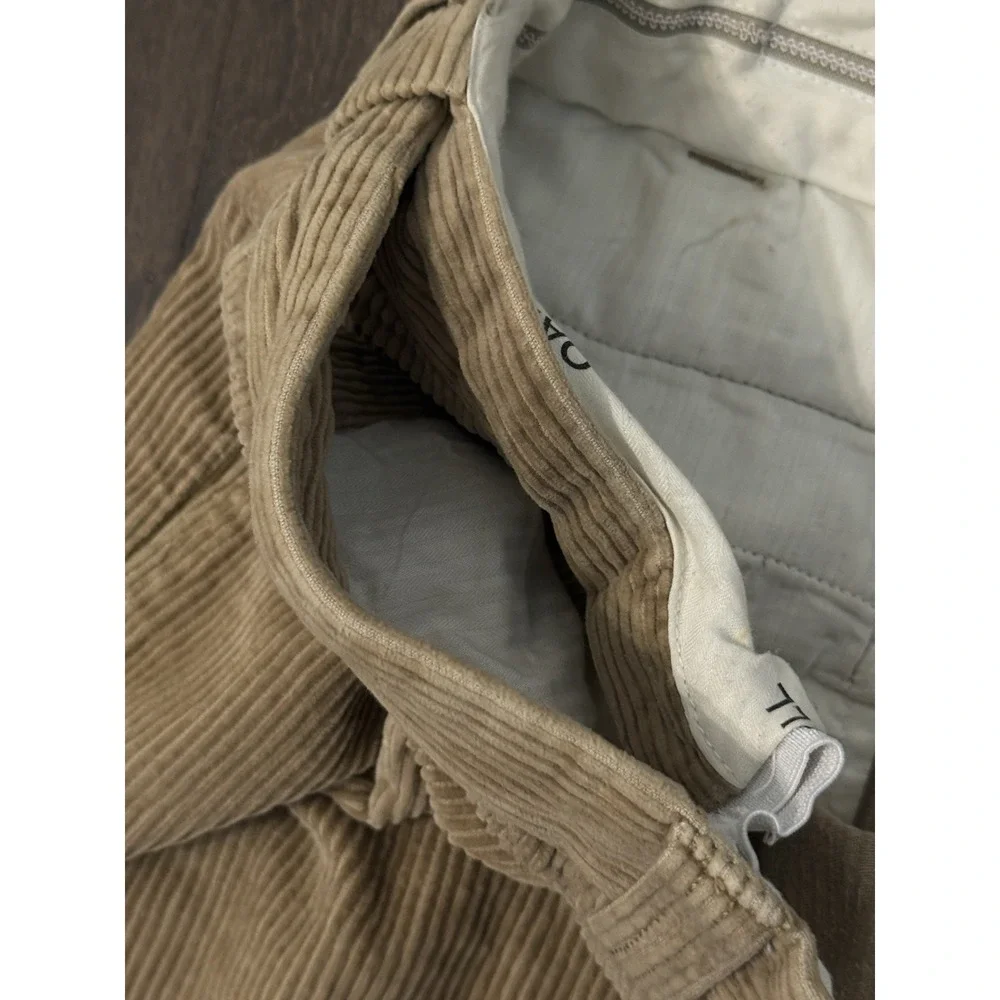 Oak Hill Mens Beige Corduroy‎ Pleated Front Pants Size 44X33 Expandable Waist
